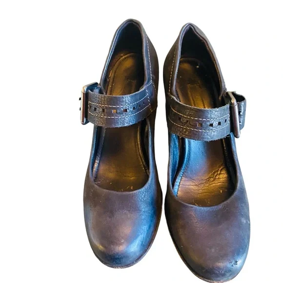 Ecco Black Leather Mary Jane Pumps 37 - Picture 4 of 7